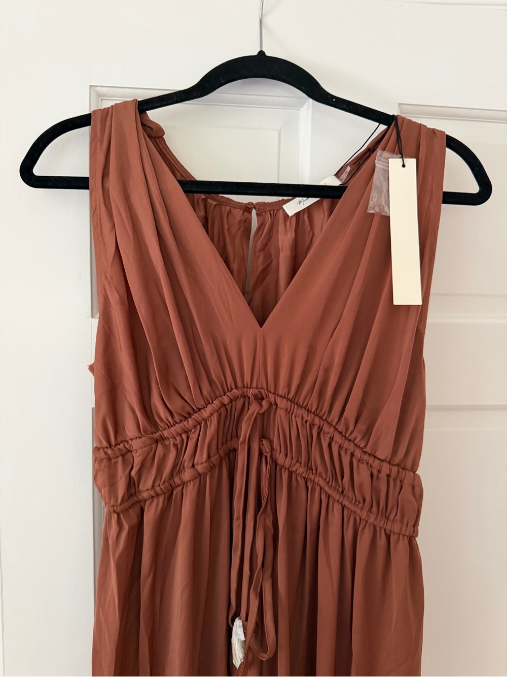 Mustard Seed Rust-Brown Wide Leg V-Neck Jumpsuit - Picture 5 of 12